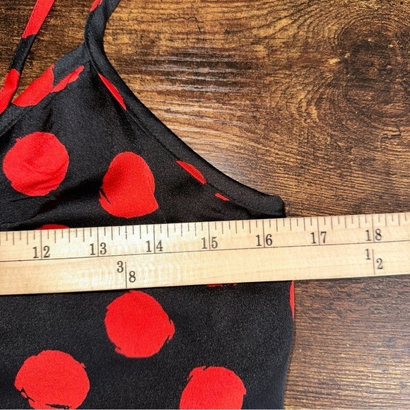 Goldie London Dress Womens Medium Black Red Dot Slip Mid Length Whimsical Dainty - Picture 5 of 11